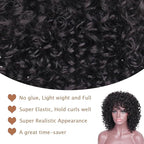 Afro Wig 15 Inch Black Women Afro Wigs African Curly Wigs Elastic Fluffy Wigs Synthetic Hair Suitable for Cosplay Daily and Party