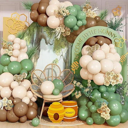 134Pcs Sage Green Tan Balloon Arch Kit, - Image 2