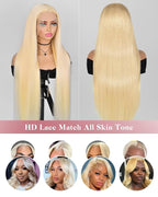 Alididi 613 Lace Front Wig Human Hair 13x4 Blonde Straight Hd Transparent Lace Frontal Wigs Human Hair Pre Plucked With Baby Hair 180% Density Blonde Glueless Wigs Human Hair 24 Inch