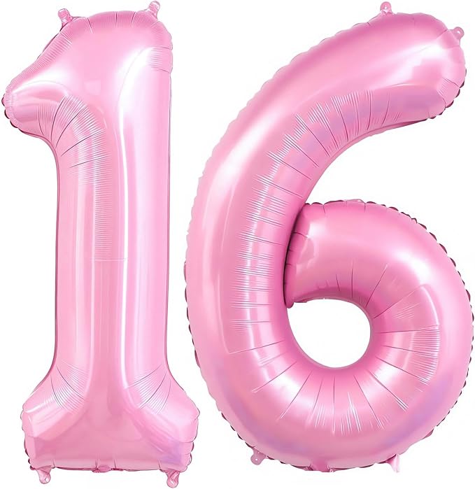 Pastel Pink 16 Balloon, Light Pink 16 Balloons Number, 40 Inch Helium Foil by BBPOOL