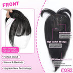 Hair Toppers For Women Real Human Hair 360° 3D Cover Human Hair Topper with Bangs Wispy Bangs Extensions Clip in Bangs for Daily Wear Natural Black