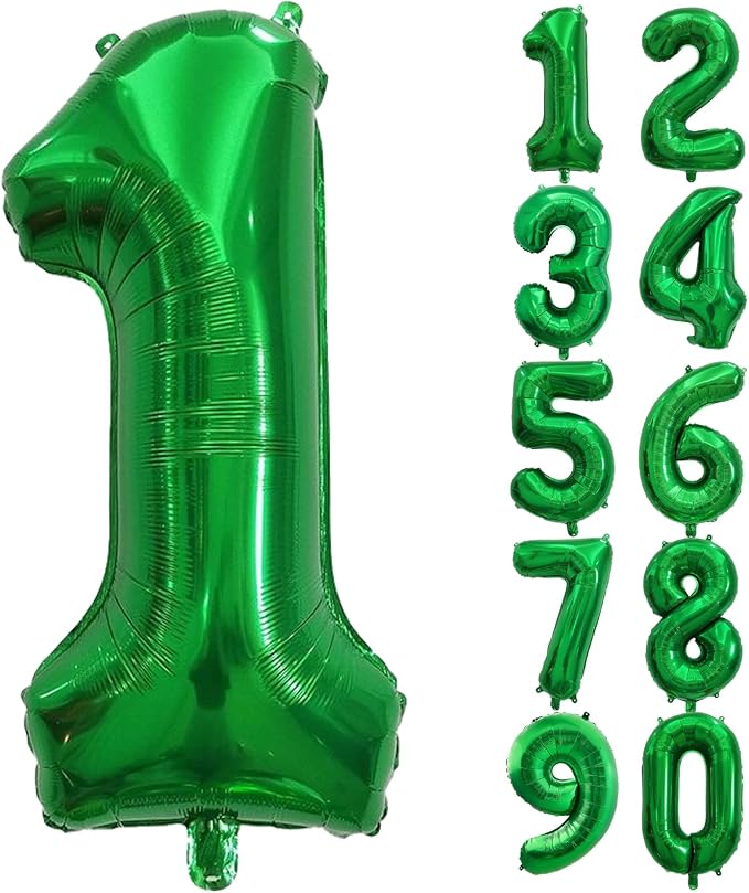 Number Balloons Green Party Balloon by United-UnicornsParty