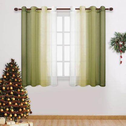 DWCN Ombre Faux Linen Sheer Curtains by DWCN