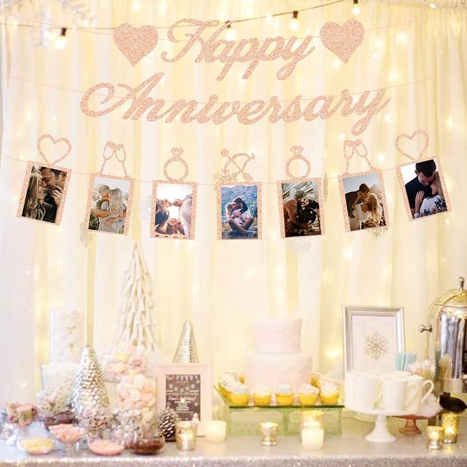 Rose Gold Happy Anniversary Party Decorations - Image 4