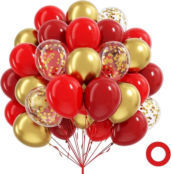 60pcs Red and Gold Balloons 12inch by Unknown