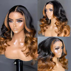 200% Density Full 360 Lace Front Wigs Human Hair For Women Ombre Lace Frontal Wig Glueless Wigs Human Hairs Body Wave Lace Front Wigs Human Ombre Human Hair (18 Inch)