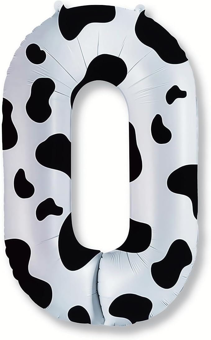 Cow Print Number Balloons for Kids, 40 Inch Foil Helium 0-9 Set Balloons by Isndare