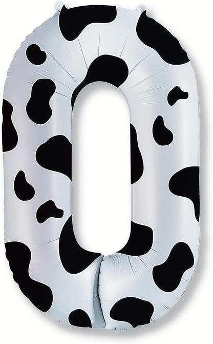 Cow Print Number Balloons for Kids, 40 Inch Foil Helium 0-9 Set Balloons by Isndare