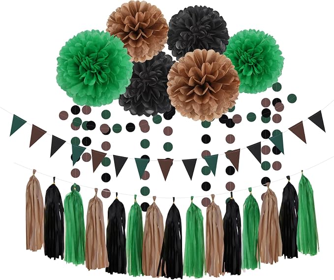 Green Black Brown Party Decorations by OURUOLA