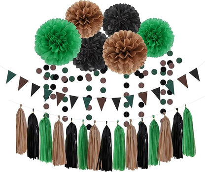 Green Black Brown Party Decorations by OURUOLA