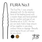 TSB Fura No.1 Professional Black Jumbo Hair Pins Set of 30-3.25 inches, 3x Retention, Vintage Style - Ideal for Weddings & Fashion Events - Comfortable, Non-Slip & Strong Hold