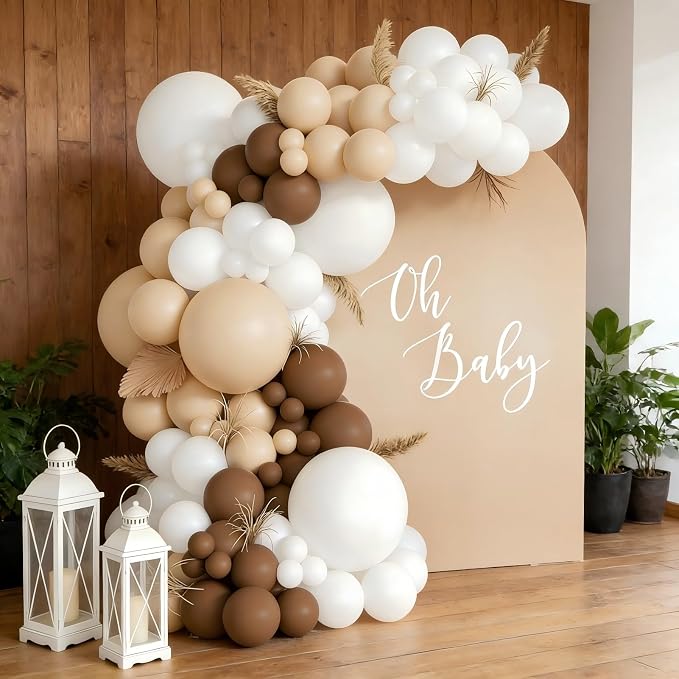 160Pcs Neutral Balloon Garland Arch Kit Brown Beige Nude Tan White Balloons - Image 4