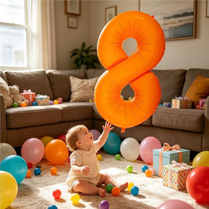 Fluorescent Orange Number Balloon 40 inch Giant Foil Helium Balloons Orange - Image 3