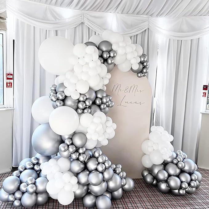 Voircoloria 66pcs Metallic Silver Latex Party Balloons, 12inch | - Image 5