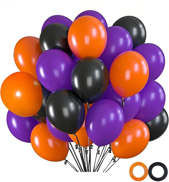 Black Orange Purple Latex Halloween Balloons 45ct 12in | Latex, classic by Unknown