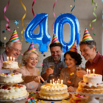 40 Inch Number 40 Balloons for 40th Birthday Party Decorations, 0-100 Dark Blue - Image 2