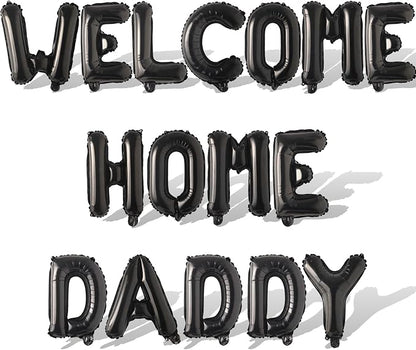 2 Set 32Pcs Black WELCOME HOME DADDY Letter Balloons 16in Balloon Foil Letter by Fezava
