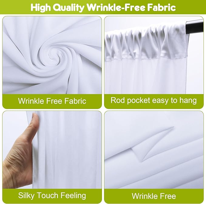 White Backdrop Curtain for Wedding Parties Backdrop Drapes 10x8FT | Wrinkle - Image 3