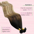 YoungSee U Tip Extensions Human Hair Balayage Utip Hair Extensions Human Hair Brown with Blonde Balayage K Tip Hair Extension Real Hair Ombre Long Hair 24In for Date Nights 50s/50g