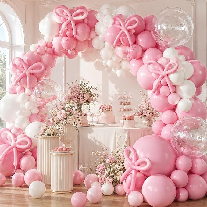Pastel Pink and White Balloons Arch Kit 18 Inch*7 Clear Light Baby Pale Pink by Jobkoo