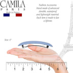 Camila Paris CP3441 French Hair Barrette Clip for Girls, Blue, Rubberized Automatic Clasp Strong Hold Grip Hair Clips for Women, No Slip and Durable Girls Hair Accessories, Made in France