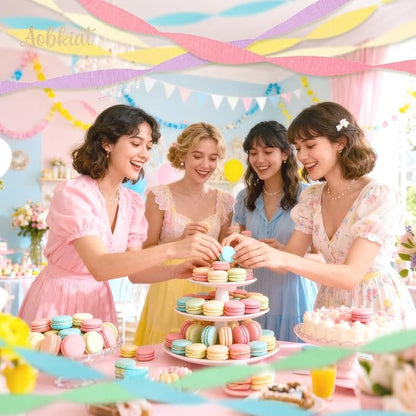 AOBKIAT Crepe Paper Streamers Party Decorations, 6 Rolls Pastel Streamers | - Image 2