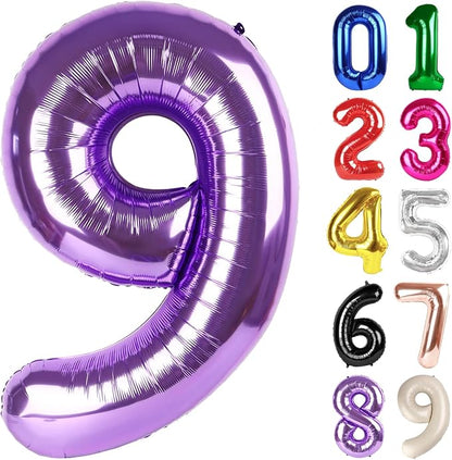 9 Balloon - Purple Birthday Number Balloons, 40 Inch Decorations Men Women | by ALPHADELTAPI