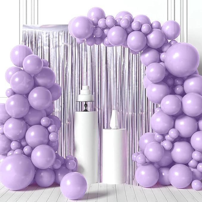 Voircoloria Light Purple Foil Fringe Backdrop Curtains, 3 Pack | Tinsel - Image 5