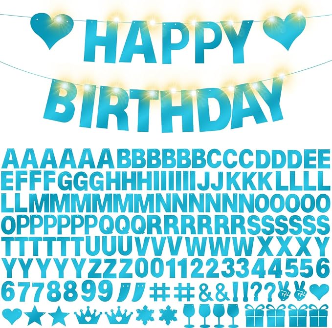 175Pcs DIY Glitter Customizable Banner Kit Happy Birthday Custom Letters Banner by WELITTCON