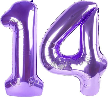 Purple Number 14 Balloon 40 Inch, 14th Birthday Decorations Men Women | Foil by IWERP