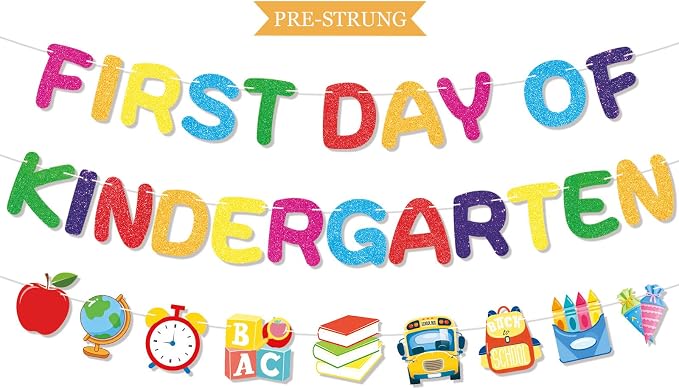 First Day of Kindergarten Banner, Back To School Decorations by GifloonOfficial