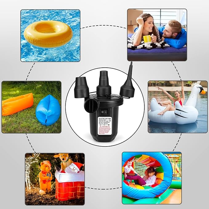 Air Pump for Inflatables, Portable Quick-Fill Electric Air Mattress Pump - Image 5
