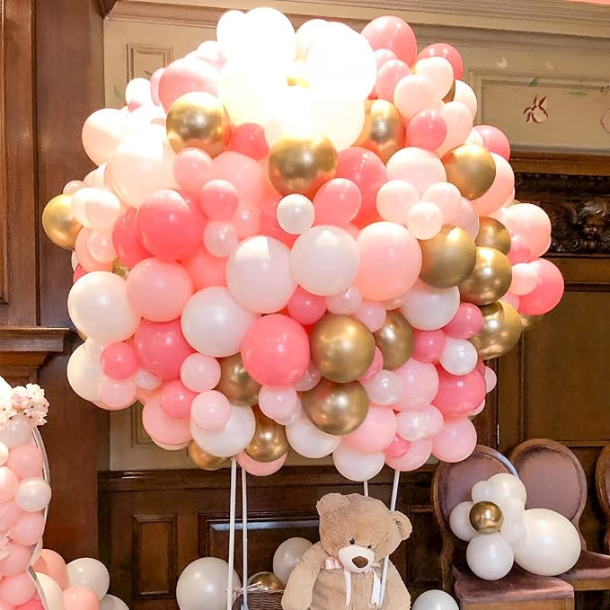 Voircoloria 105pcs Light Pink Pastel Pink Party Latex Balloons, 12inch | - Image 6