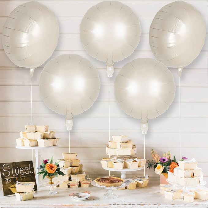 20 Pcs Cream White Round Balloons, 18 Inch Round Foil Balloon, Giant Round - Image 3