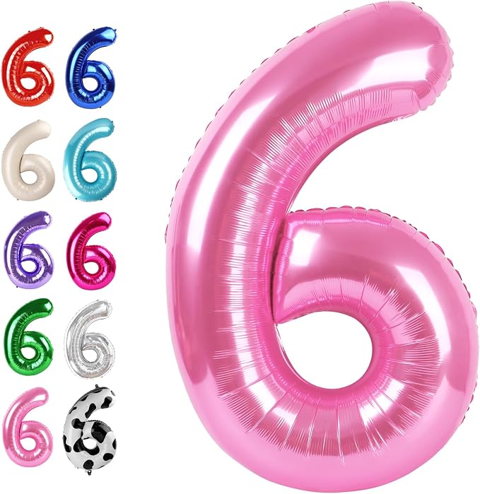 Pink Number 6 Balloon 40 inch, Balloon numbers party supplies, deco photo shoot by Upgesy