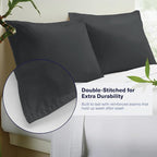 Kickoff Viscose Bamboo Pillowcase, Queen, Set of 2, 100% Organic Hidden Zippered Viscose Bamboo Pillow Case Queen Size, Cooling Pillow Cover for Hot Sleepers (20"x30", Pewter)