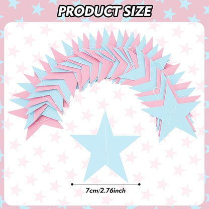 BEISHIDA 6Pcs Pink Blue Paper Star Garland Decor Multicolor Star Banner Backdrop - Image 3