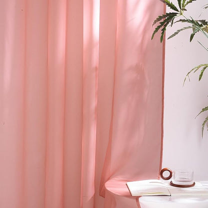 NICETOWN Coral Pink Sheer Window Curtains - Image 5