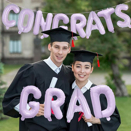 16 Inch Pastel Purple Congrats Grad Banner Balloons, Pastel Purple Congrats - Image 4