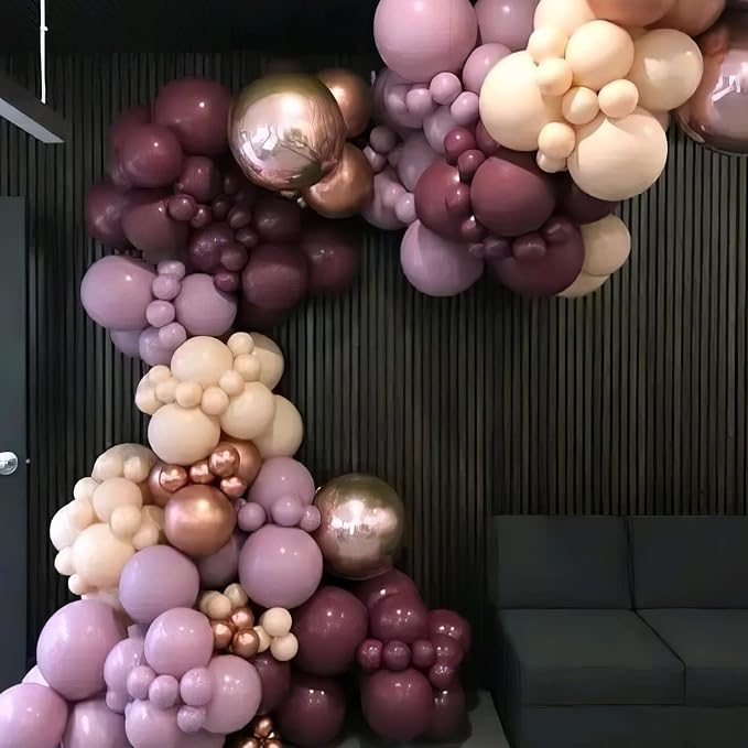 Burgundy Balloons, Rose Champagne Gold Balloons Burgundy Rose Pearl Balloon - Image 4
