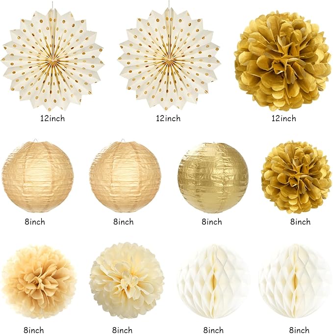 Beige-Gold Happy Retirement Party Decorations Banner Women Men Huglony | 21pcs - Image 3