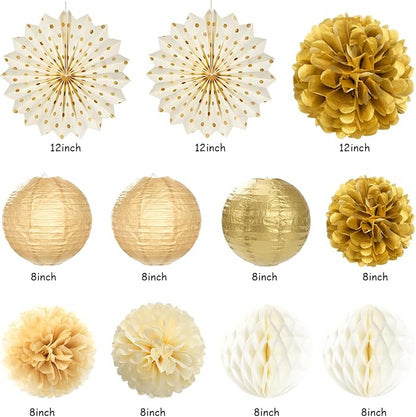 Beige-Gold Happy Retirement Party Decorations Banner Women Men Huglony | 21pcs - Image 3