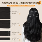 DOORES Hair Extensions Clip in, 5pcs 85g Natural Black 22 Inch Clip in Human Hair Extensions Remy Straight Hair Extensions