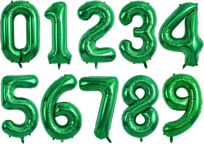 TONIFUL Number Balloon 16 Inch 10 Pcs Green 0-9 Birthday Number Balloons | by TONIFUL