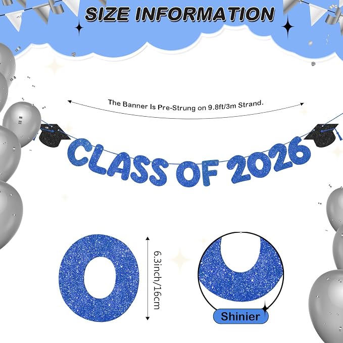Fulmoon Congrats Grad Class of 2026 Banner Graduation Party Decor Class of 2026 - Image 2