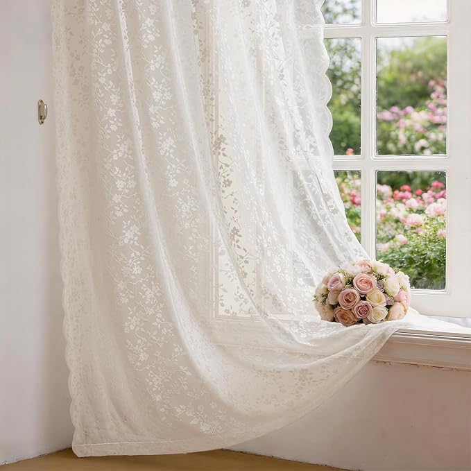 Anmao Vintage Lace Sheer Curtains 96 Inches Long - Image 8