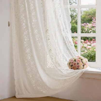 Anmao Vintage Lace Sheer Curtains 96 Inches Long - Image 8