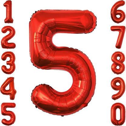 Red Number 5 Balloon 40 Inch, Foil Numeral by Unknown