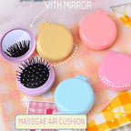 50pcs Folding Travel Mirror Hair Brushes Round Folding Pocket Hair Brush Mini Hair Comb Compact Travel Size Hair Massage Combor Women and Girls (5Colors)