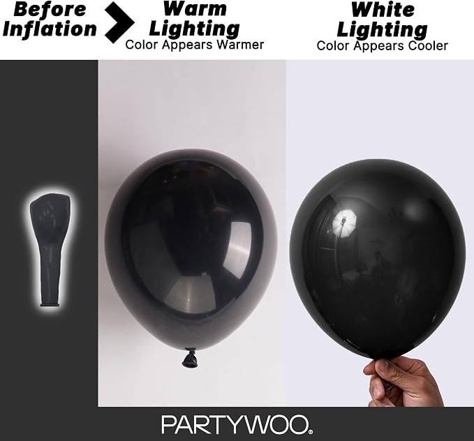 PartyWoo Black Balloons 100pcs Matte Latex Helium Balloons 12 Inch | Baby - Image 3